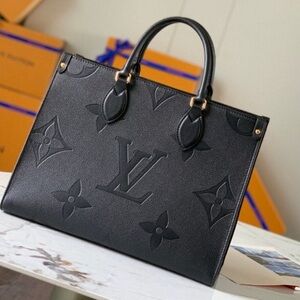 COPY - Black Leather iconic Monogram Tote